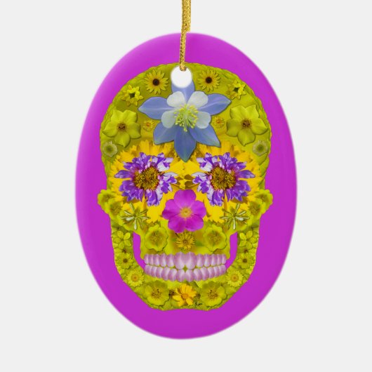 花スカル3 セラミックオーナメント (正面)