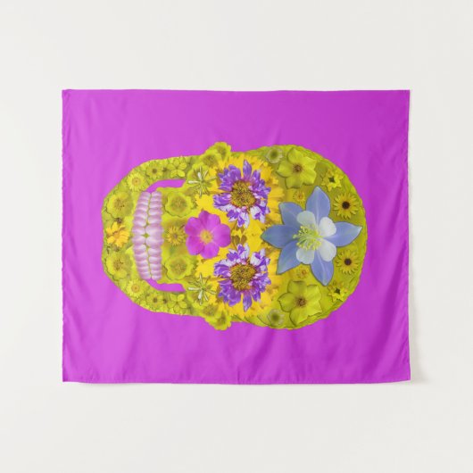 花スカル3 タペストリー (正面(横))