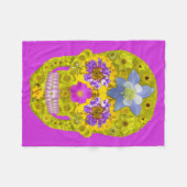 花スカル3 フリースブランケット (正面(横))