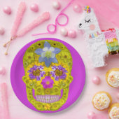 花スカル3 ペーパープレート (パーティー)