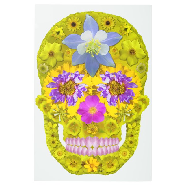 花スカル3 メタルプリント (正面)