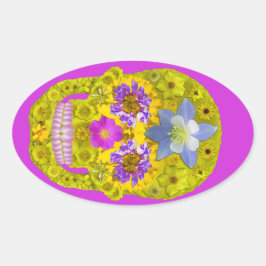 花スカル3 楕円形シール