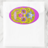 花スカル3 楕円形シール (バッグ)