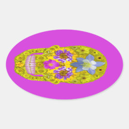 花スカル3 楕円形シール