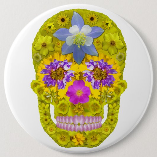 花スカル3 缶バッジ (正面)