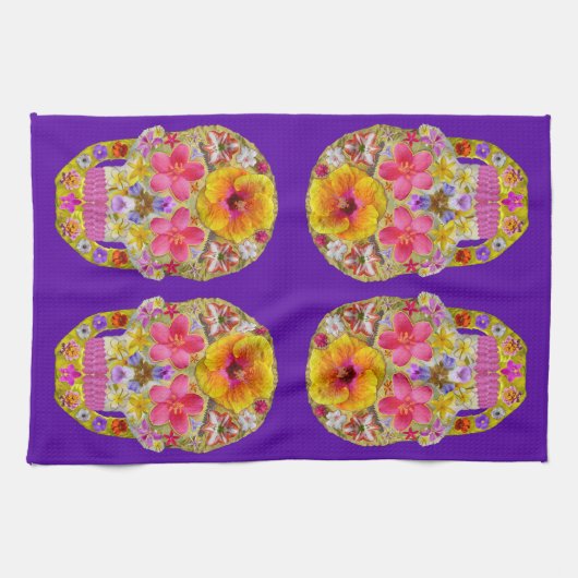 花スカル4熱帯 キッチンタオル (横)