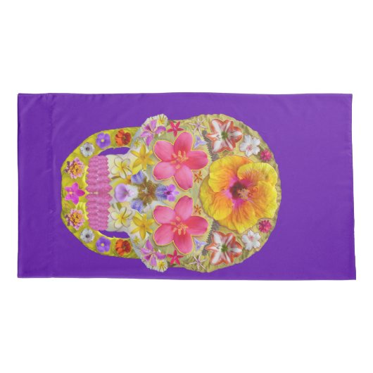 花スカル4熱帯 枕カバー (裏面-左)