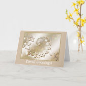 花スクロールとの幸せなDiwali カード (黄色い花)