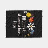 花スケッチビリヤードは常に良いアイディアフー フリースブランケット (正面(横))