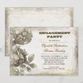 花スケッチ婚約パーティ招待状 招待状 (正面/裏面)