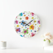 花スタイリッシュカラフル型デザイン ラージ壁時計 (ホーム)