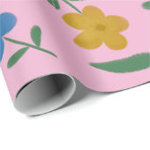 花スタイリッシュカラフル模様 ラッピングペーパー (ロールコーナー)