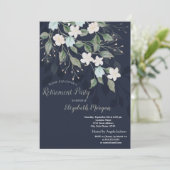 花スタイリッシュネイビーブルー退職金 招待状 (スタンド正面)