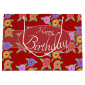 花スタイリッシュ付きデザイナー ラージペーパーバッグ (正面)