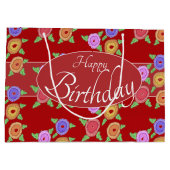 花スタイリッシュ付きデザイナー ラージペーパーバッグ (裏面)