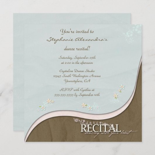花スタイリッシュ女の踊りのリサイタル招待 招待状 (正面/裏面)