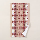 花スタイリッシュ柄およびストライプ バスタオルセット (ハンドタオル)