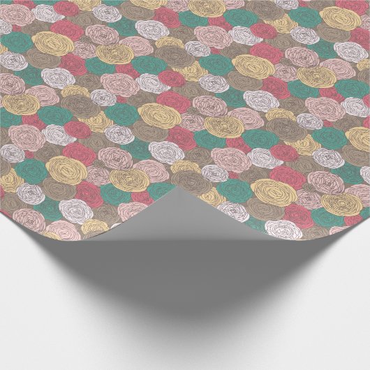 花スタイリッシュ柄明るいフローラ ラッピングペーパー (角)