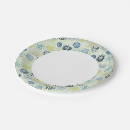 花スタイリッシュ柄 ペーパープレート (アングル)