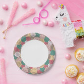 花スタイリッシュ模様明るいフローラ ペーパープレート (パーティー)