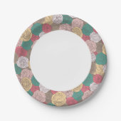 花スタイリッシュ模様明るいフローラ ペーパープレート (正面)