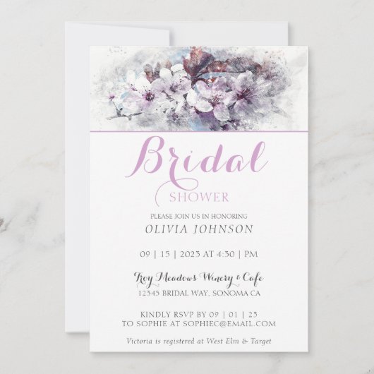 花スタイリッシュ絵を描花のブライダルシャワー招待状 招待状 (正面)