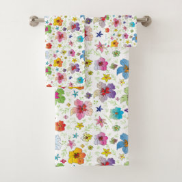 花スタイリッシュ花柄カラフル バスタオルセット