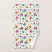 花スタイリッシュ花柄カラフル バスタオルセット (ハンドタオル)