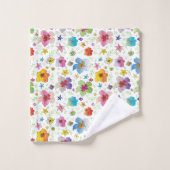 花スタイリッシュ花柄カラフル バスタオルセット (ウォッシュタオル)