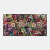 花スタイリッシュ葉赤モノグラム花柄 デスクマット (正面)