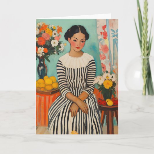 花ストライプの付き優雅さ カード (正面)