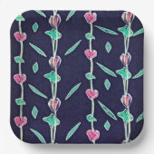 花ストライプの花 ペーパープレート (正面)