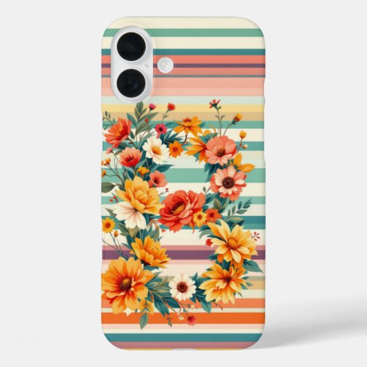 花ストライプレトロ(B) Case-Mate iPhoneケース (裏面)