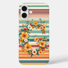 花ストライプレトロ(G) iPhone 16 PLUSケース