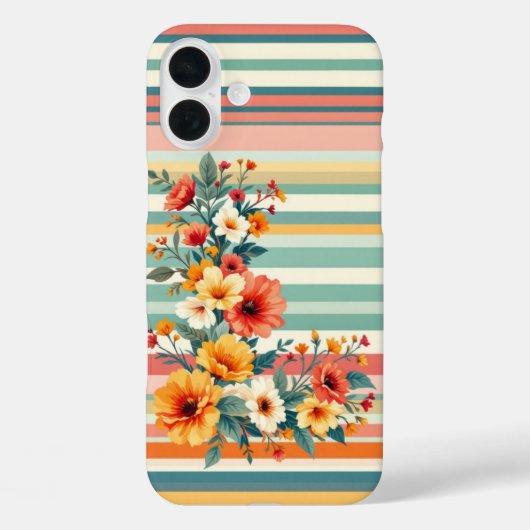 花ストライプレトロ(L) Case-Mate iPhoneケース (裏面)