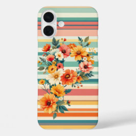 花ストライプレトロ(P) iPhone 16 PLUSケース