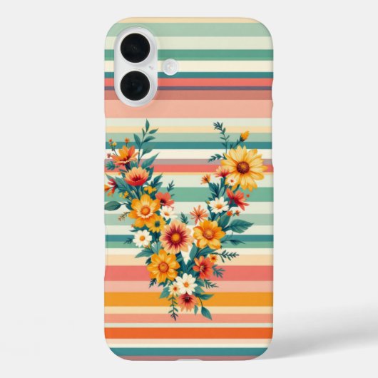 花ストライプレトロ(V) Case-Mate iPhoneケース (裏面)