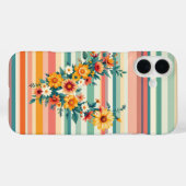 花ストライプレトロ(V) Case-Mate iPhoneケース (裏面 (横))