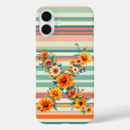 花ストライプレトロ(X) iPhone 16 PLUSケース