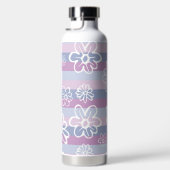 花ストライプ付き紫 ウォーターボトル (右面)