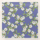 花スパイラルパターンデザインコースター ガラスコースター (正面)