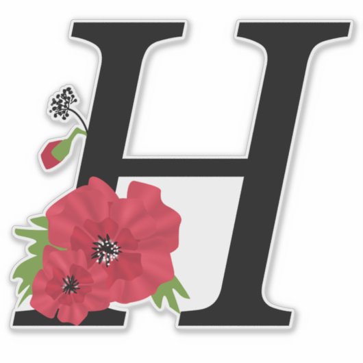 花セット,モノグラムH,文字H,花,モノグラ シール (正面)
