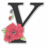 花セット，モノグラムY，文字Y，花，モノグラ シール (正面)