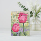 花チューリップ及び聖なる書物、 経典 ポストカード (スタンド正面)