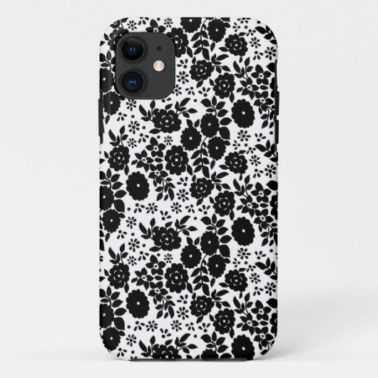 花デイジーヴィンテージブラックパターン Case-Mate iPhoneケース (裏面)
