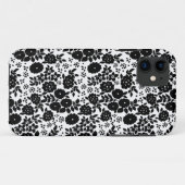 花デイジーヴィンテージブラックパターン Case-Mate iPhoneケース (裏面(横))
