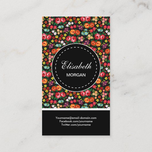 花デザイナーカラフル花柄 名刺 (裏面)