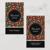 花デザイナーカラフル花柄 名刺 (正面/裏面)
