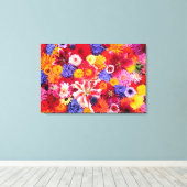 花デザインのダリア、オリエンタルリリー、 キャンバスプリント (インサイチュ (ウッドフロア))