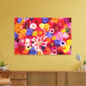 花デザインのダリア、オリエンタルリリー、 キャンバスプリント (インサイチュ (リビング))